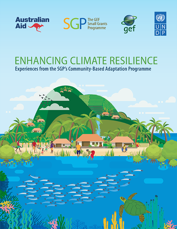 Cover image for publication "Enhancing Climate Resilience: Experiences from the SGP's Community-Based Adaptation Programme"
