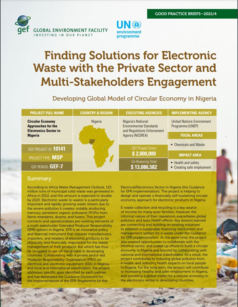 Cover of the publication "Good Practice Brief: Finding Solutions for Electronic Waste with the Private Sector and Multi-Stakeholders Engagement"