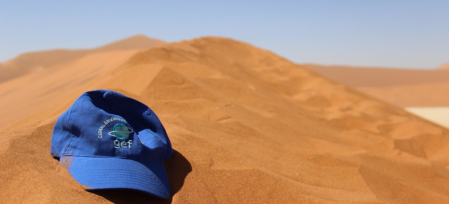 GEF hat in the desert