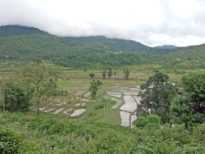Panoramic view of a valley in the Marin watershed, Nepal