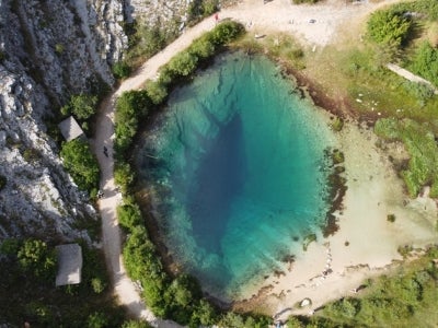 Overview shot of natural spring in Croatia