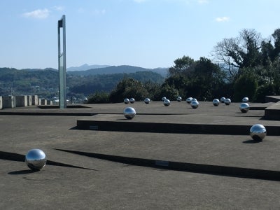 Spheres and sculpture at Minamata Museum in Japan