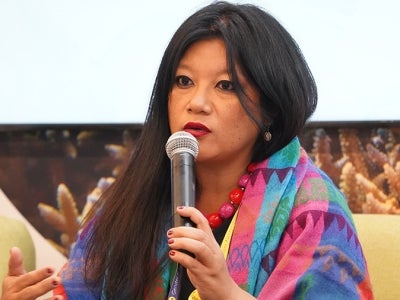 Mrinalini Rai speaking at an GEF Pavilion event, COP15