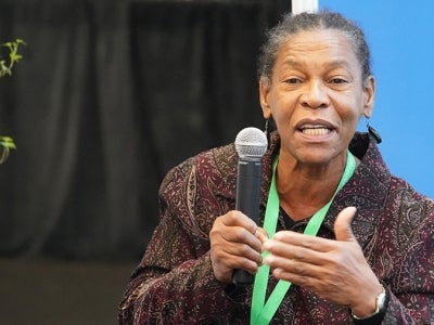 Ruth Spencer speaking at a GEF Pavilion event, COP15