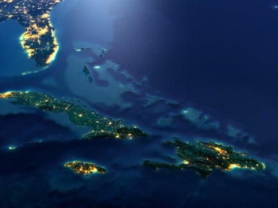 Dominican Republic and nearby countries at night from space