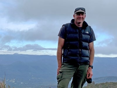 Richard Bontjer standing in a mountain landscape