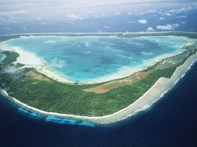 Aerial shot of Gilbert Island, Kiribati