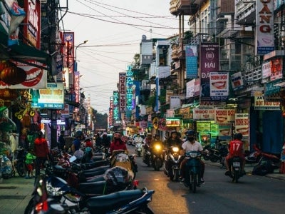 Street at dusk in Hue, Viet Nam