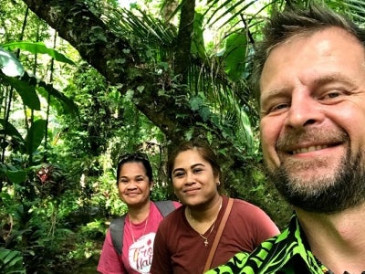 Christian Severin (right) participating in a GEF National Dialogue in Micronesia.