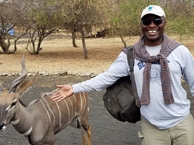 Mohamed Bakarr with an antelope