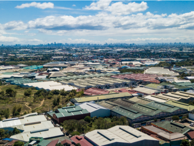 aerial view of industry park outside metro Manila, Philippines