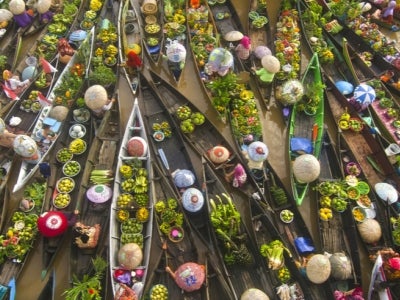 Floating boat market in Indonesia