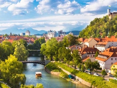  Cityscape of the Slovenian capital Ljubljana. 