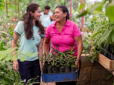 Women cultivating plants in Costa Rica