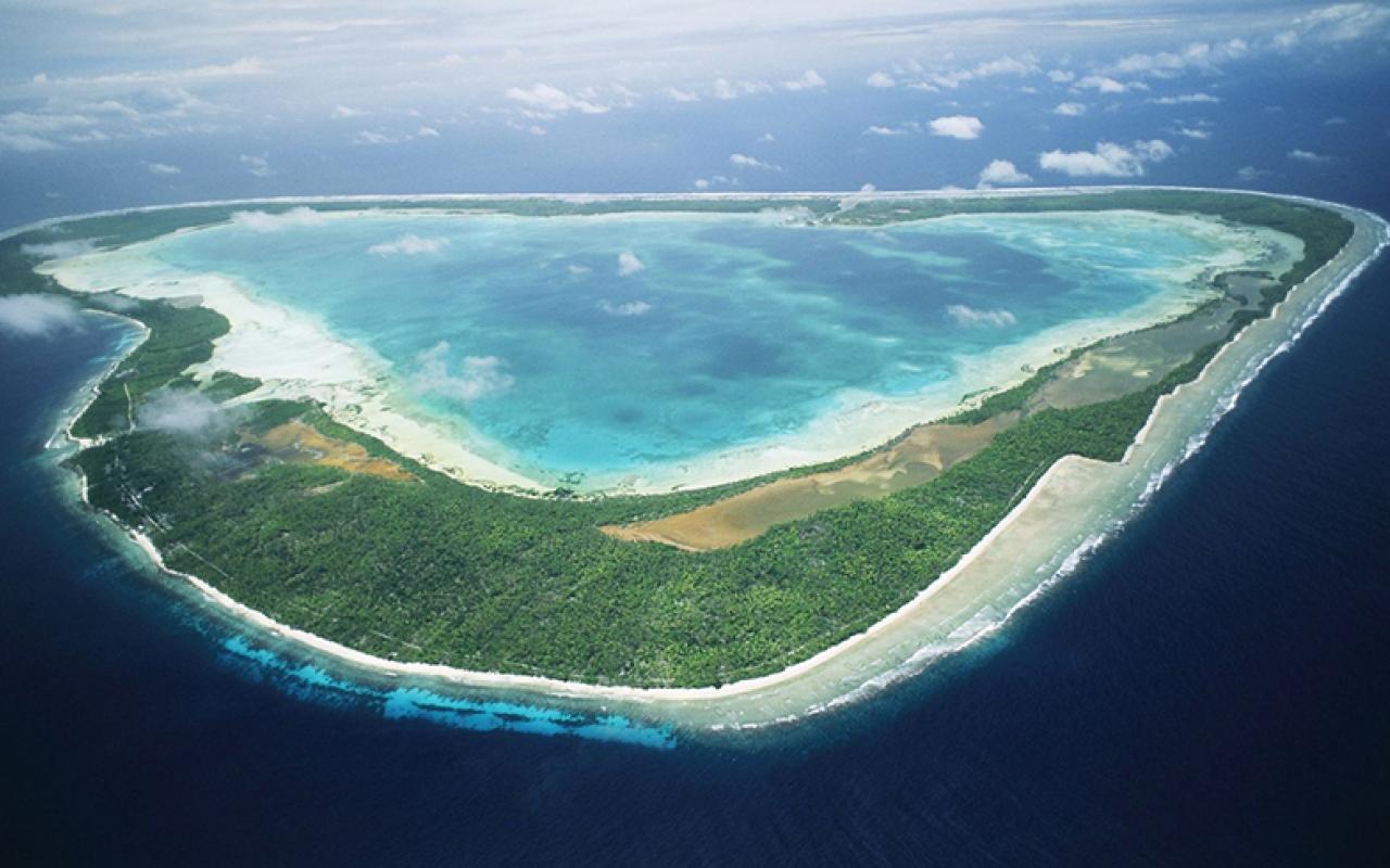 Aerial shot of Gilbert Island, Kiribati