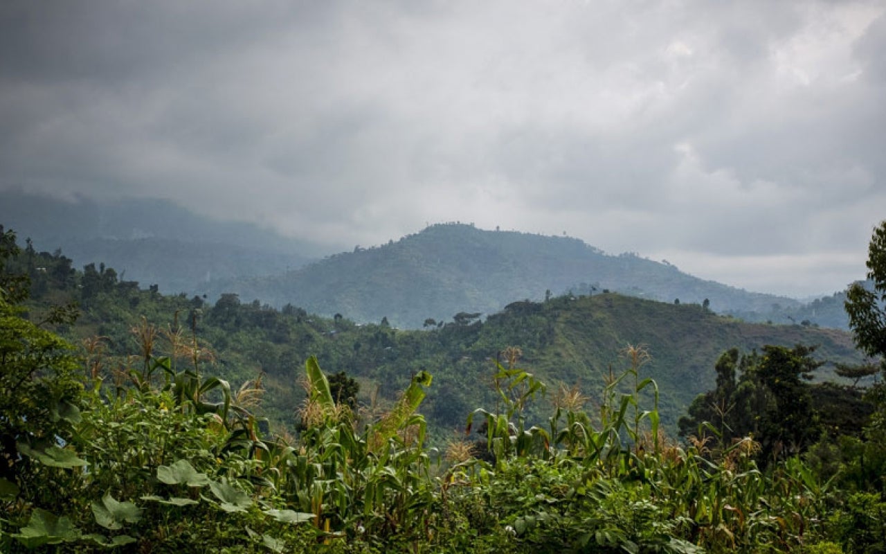 Rugged mountainous terrain in Uganda