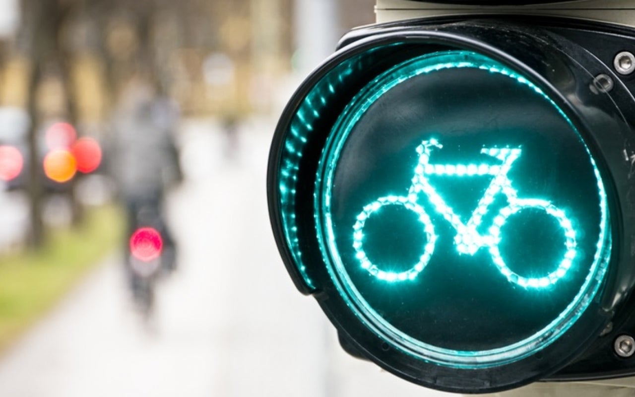 Biking green street signal.