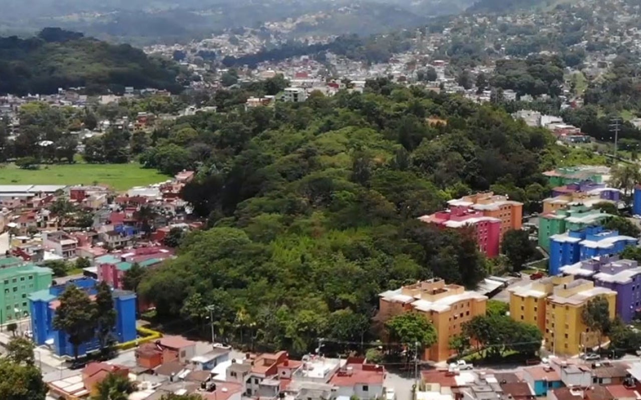 Aerial shot of Mexican city Xalapa