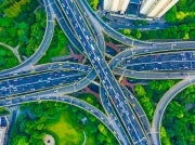 Overhead shot of highway interchanges