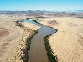 The Orange River flowing through the Namib desert