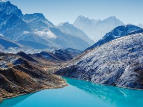 Himalayan glacier with lake