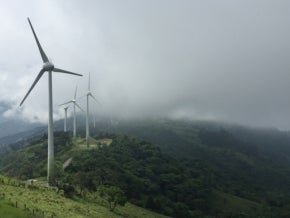 Wind turbines on Costa Rica ridgelines. Photo: Stefan Scherer-Emunds/Shutterstock.