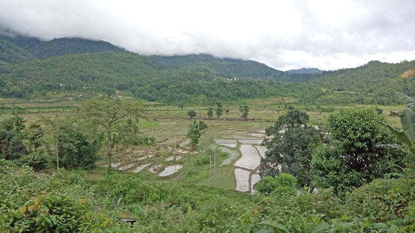 Panoramic view of a valley in the Marin watershed, Nepal
