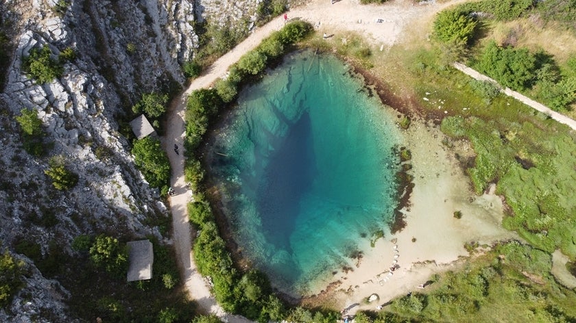 Overview shot of natural spring in Croatia