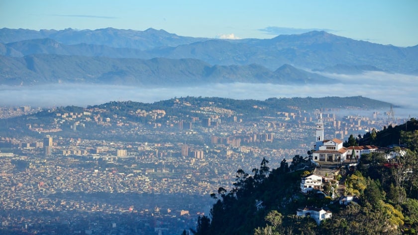 Bogota, Colombia from a distance. Photo: Shutterstock