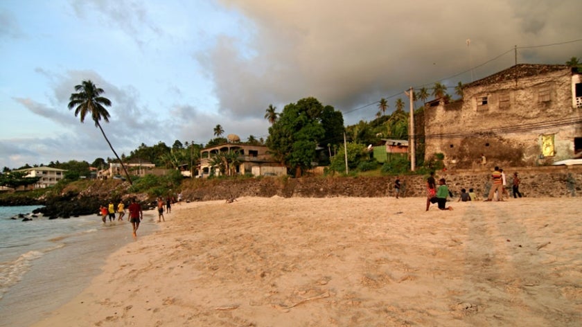 Clouds rolling in over a beach in Comoros.