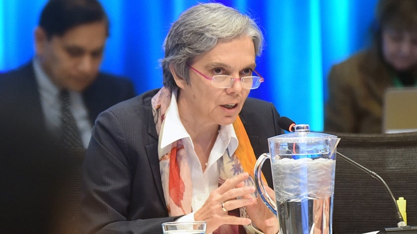 Francoise Clottes speaking at a GEF Council meeting