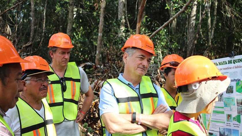 GEF Director of Programs Gustavo Fonseca (center) visiting a sustainable forest management project in Mexico