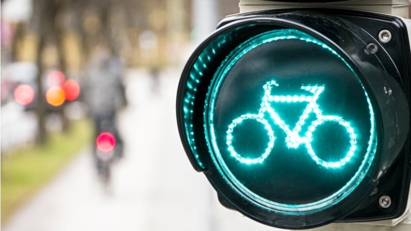 Biking green street signal.
