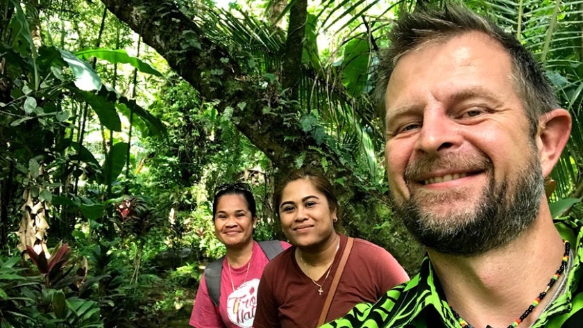 Christian Severin (right) participating in a GEF National Dialogue in Micronesia.