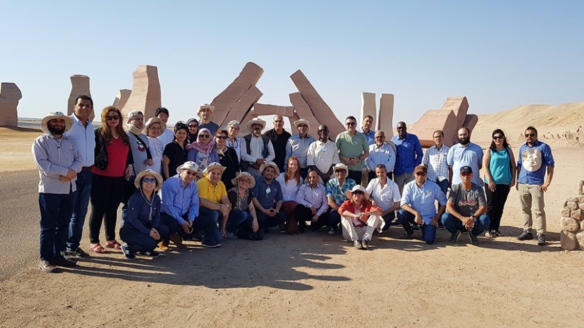 Some participants of the GEF ECW in Egypt (Sharm El Sheikh) gather at the Ras Mohammed Nature Reserve during a project site visit.