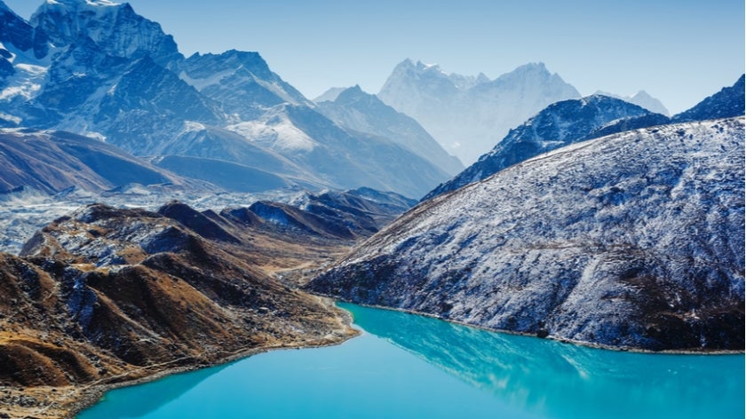 Himalayan glacier with lake