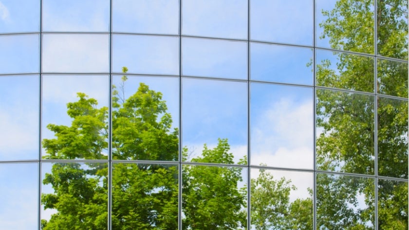 Reflections of nature in an office building