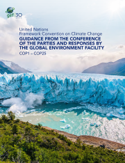 Cover image for publication "UNFCCC Guidance from the COPs and Responses by the GEF: COP1 - COP25"